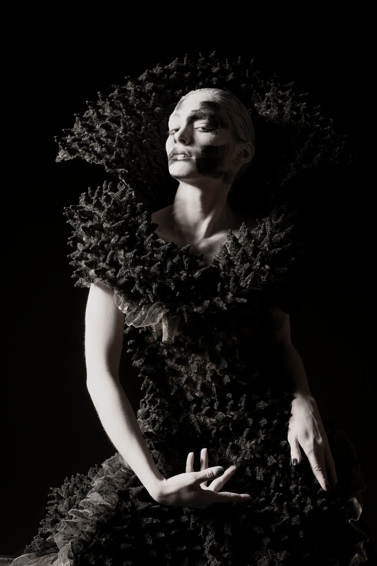 Avant-garde dress about fear, isolation and aggression Avant-garde dress about fear, isolation and aggression