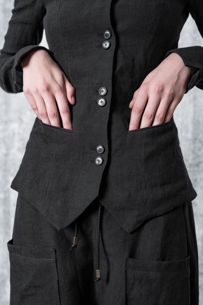 eigensinnig wien | Ada | Schwarze Blusenjacke für Damen aus Leinen