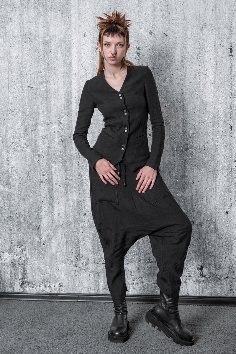 eigensinnig wien | Ada | Schwarze Blusenjacke für Damen aus Leinen