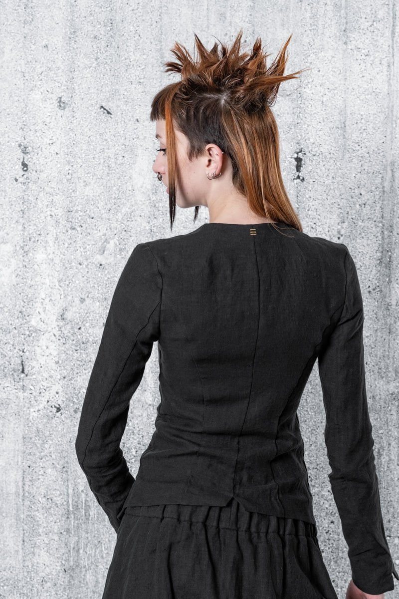 eigensinnig wien | Ada | Schwarze Blusenjacke für Damen aus Leinen