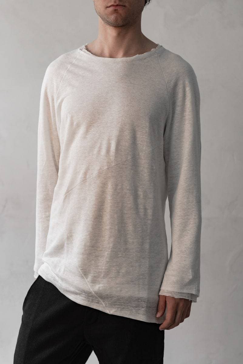 eigensinnig wien | Aristoteles | Sommerpullover aus Leinen mit speziellen Detailnähten in weiß