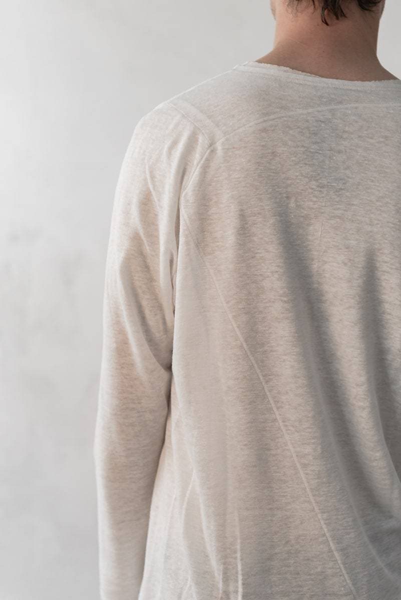 eigensinnig wien | Aristoteles | Sommerpullover aus Leinen mit speziellen Detailnähten in weiß