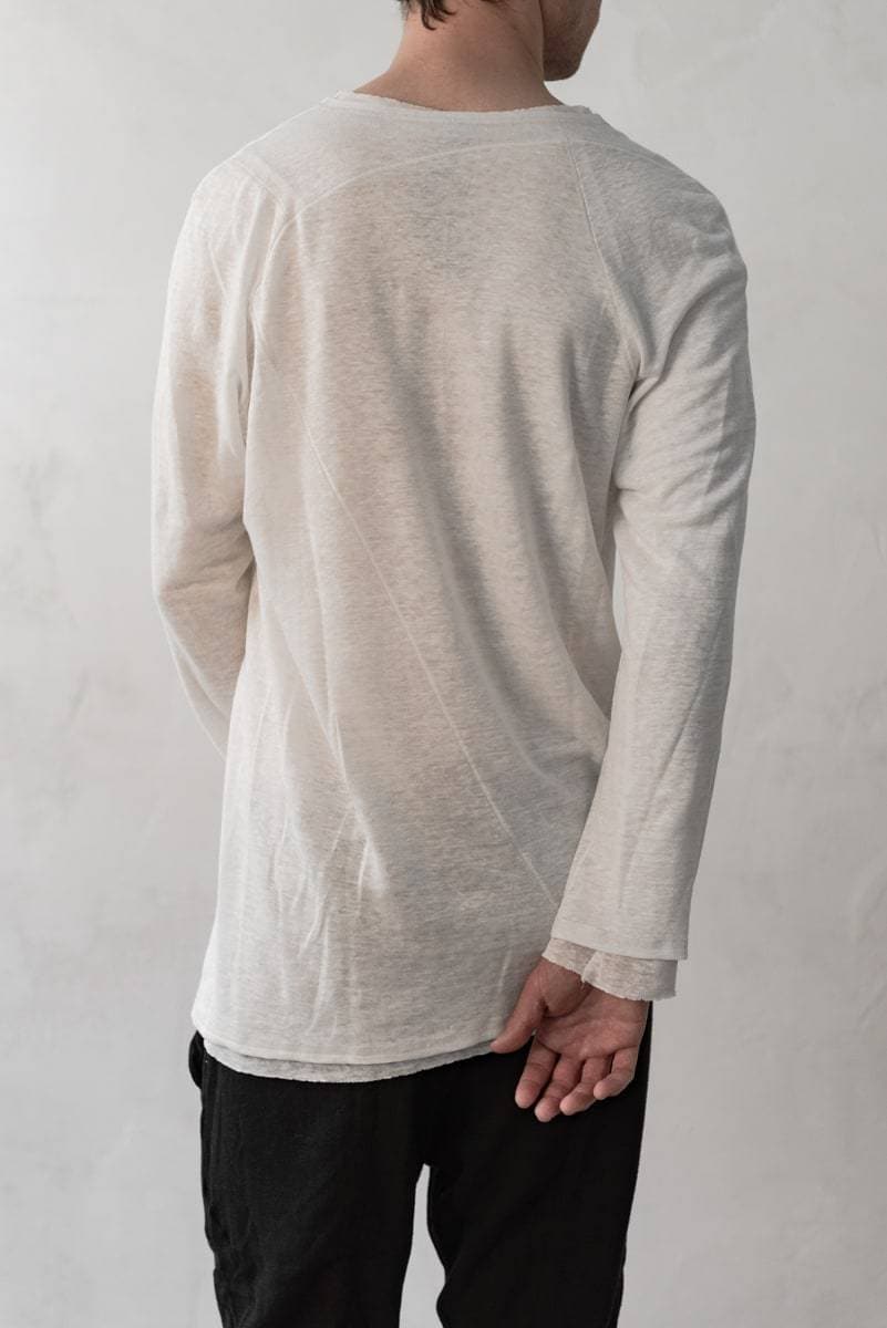eigensinnig wien | Aristoteles | Sommerpullover aus Leinen mit speziellen Detailnähten in weiß
