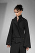 eigensinnig wien | Cailb | Schwarzer, asymmetrischer Designerblazer für Damen aus japanischer Baumwolle