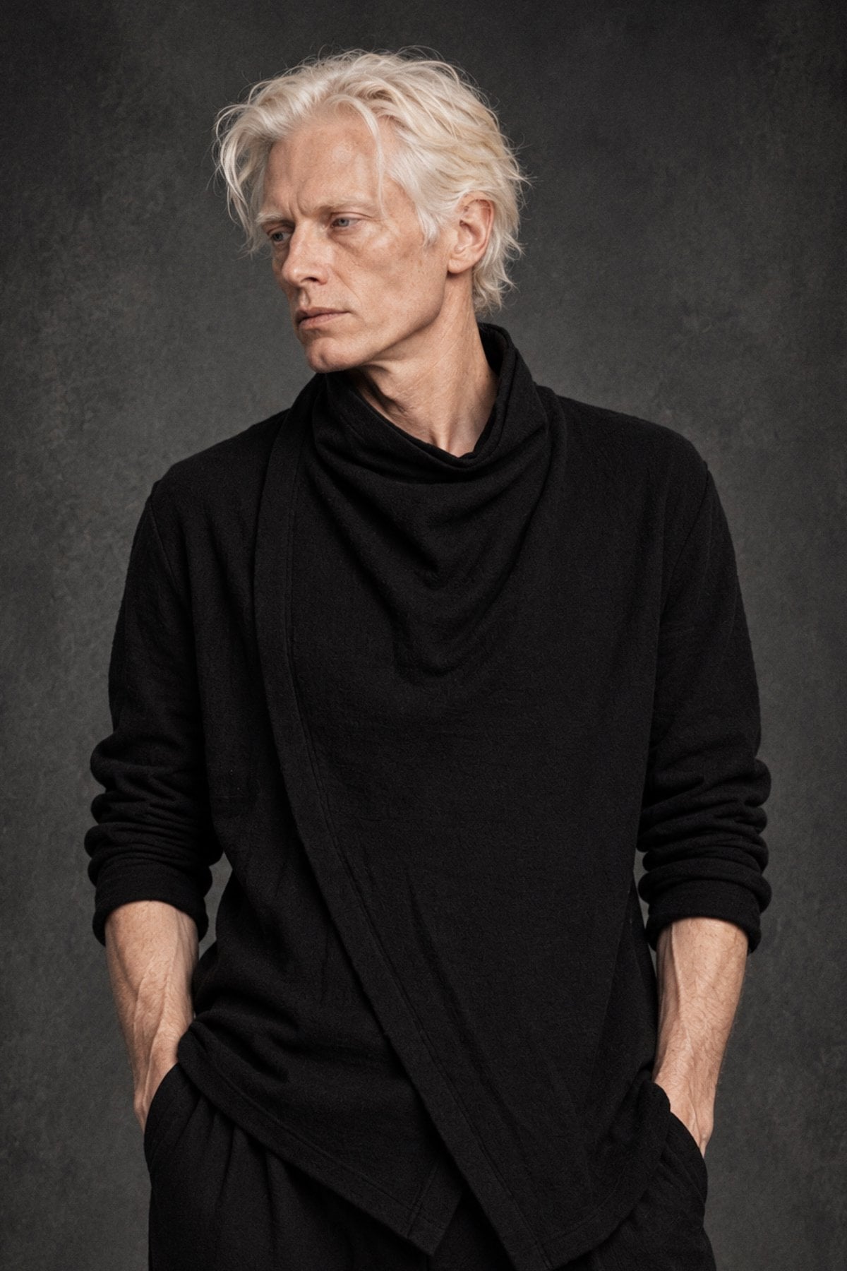 eigensinnig wien | CBGB | Schwarzer dekonstruierter Designer-Pullover aus hochwertigem Wollmix