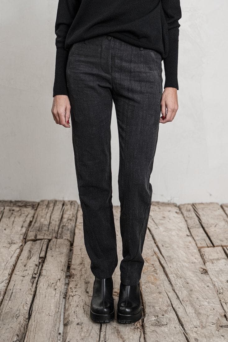 eigensinnig wien |  Didion | Slim Fit Damenhose aus leichtem Leinen in anthrazit