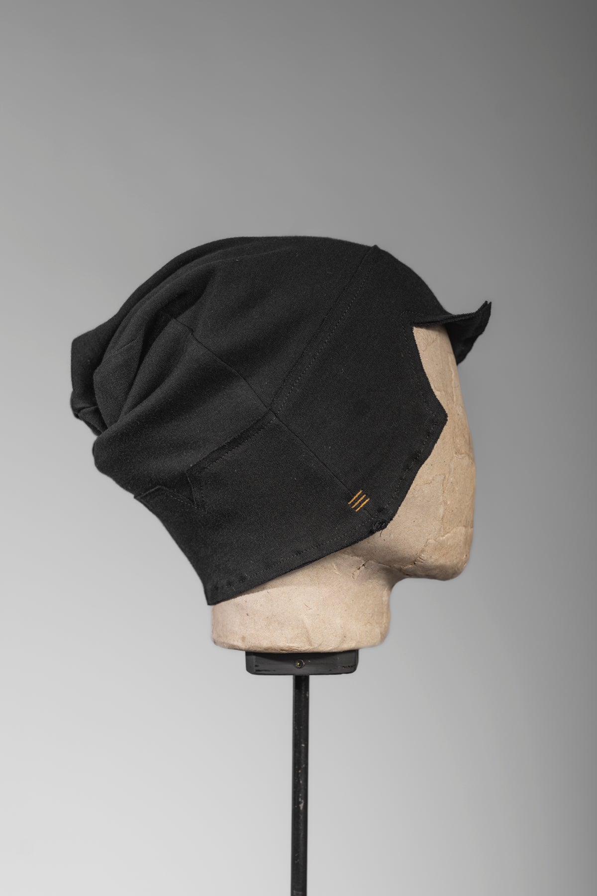 Unconventional black designer beanie from cotton