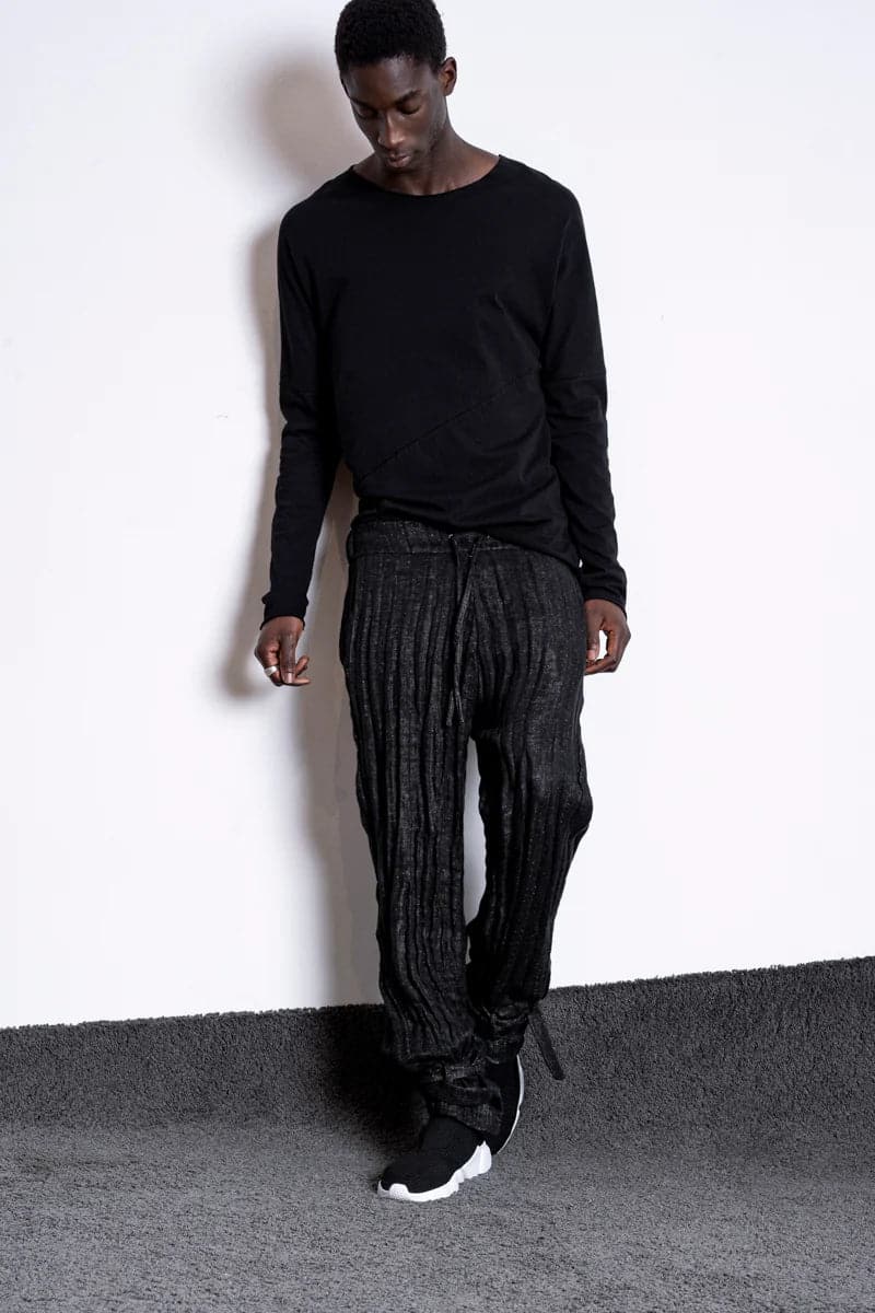 eigensinnig wien | Feyerabend | Designer Jogpants aus Leinen für Damen und Herren in Schwarz