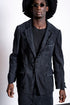 eigensinnig wien | Fichte | Langer Distressed Blazer für Herren aus Baumwolle in Marineblau