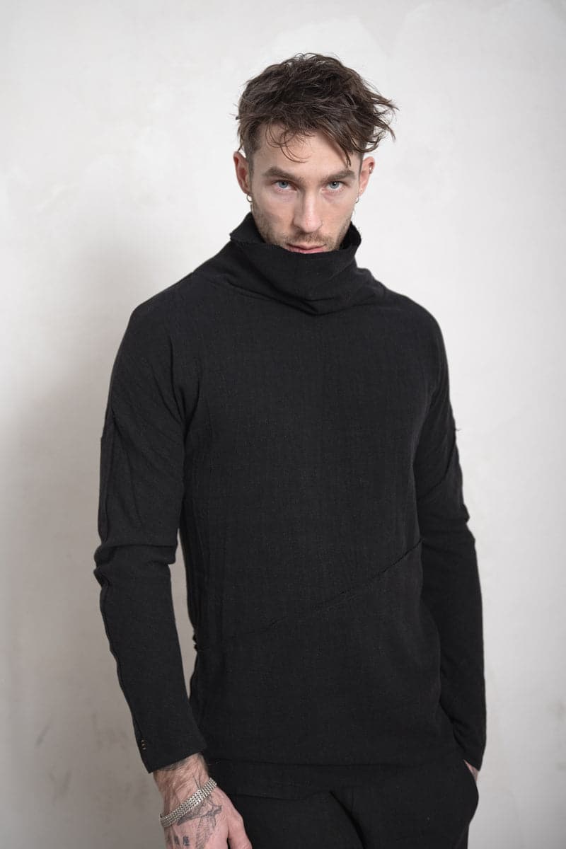 eigensinnig wien | Flaubert | Ungewöhnlicher Sommerpullover mit speziellem Kragen schwarz