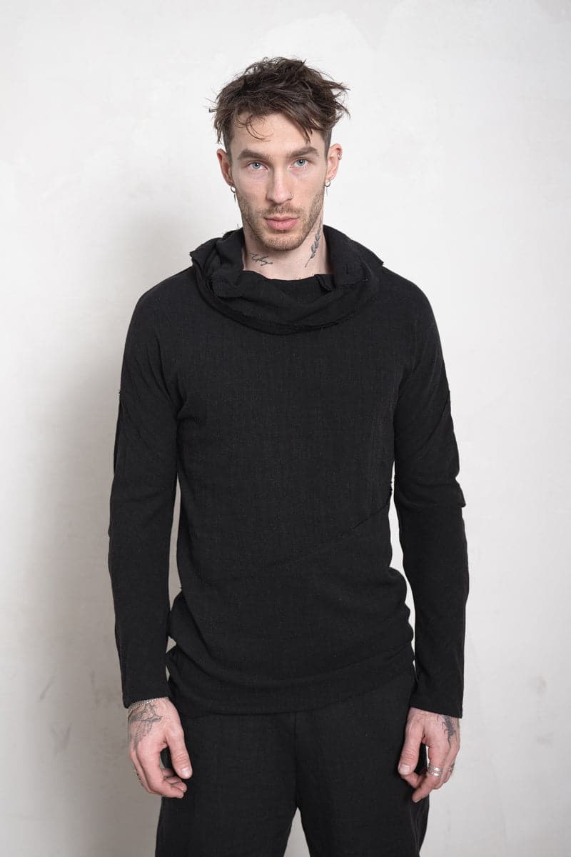 eigensinnig wien | Flaubert | Ungewöhnlicher Sommerpullover mit speziellem Kragen schwarz