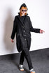 eigensinnig wien | Laozi | Oversized Damenmantel in Schwarz aus leichtem Leinen in Distressed Look