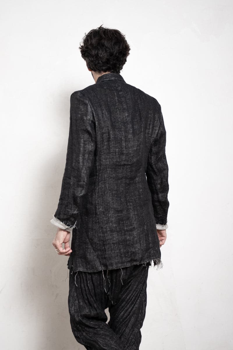 eigensinnig wien | Roquentin | Herren Leinen Kurzmantel mit Zip in Schwarz