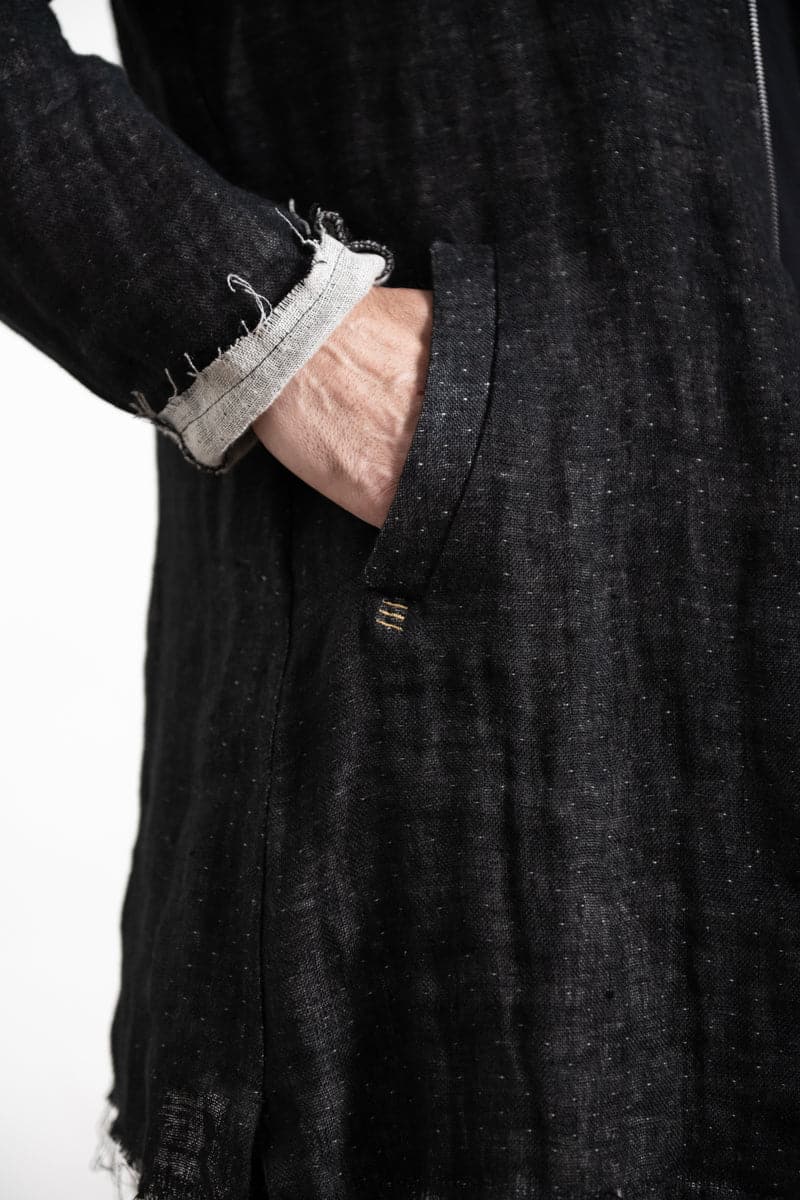 eigensinnig wien | Roquentin | Herren Leinen Kurzmantel mit Zip in Schwarz