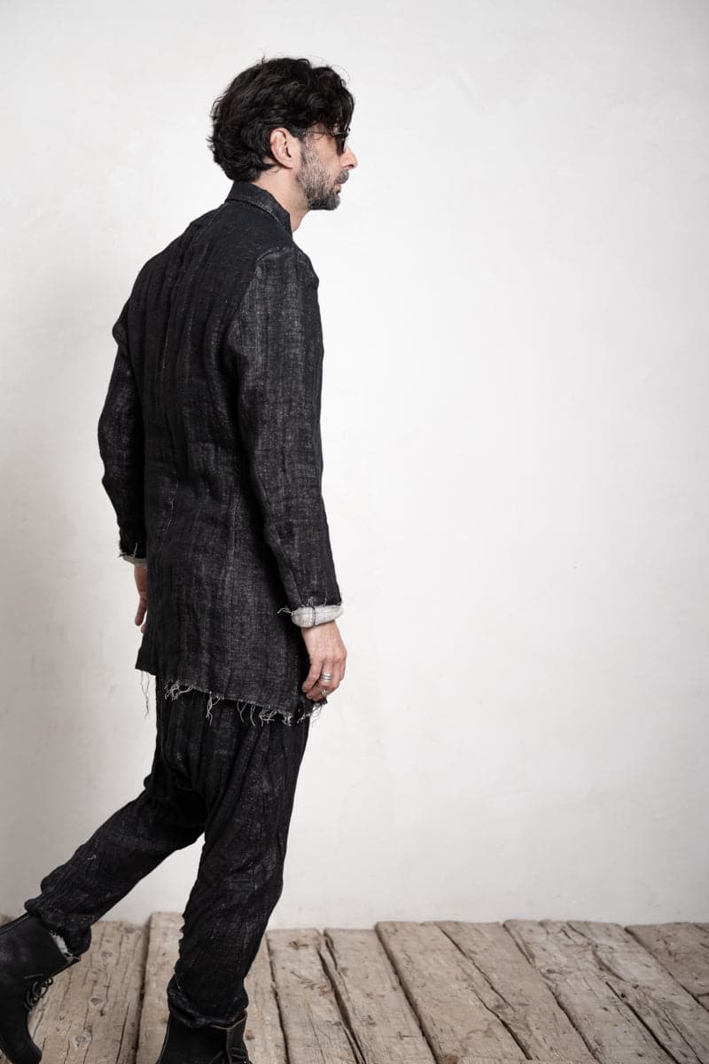 eigensinnig wien | Roquentin | Herren Leinen Kurzmantel mit Zip in Schwarz