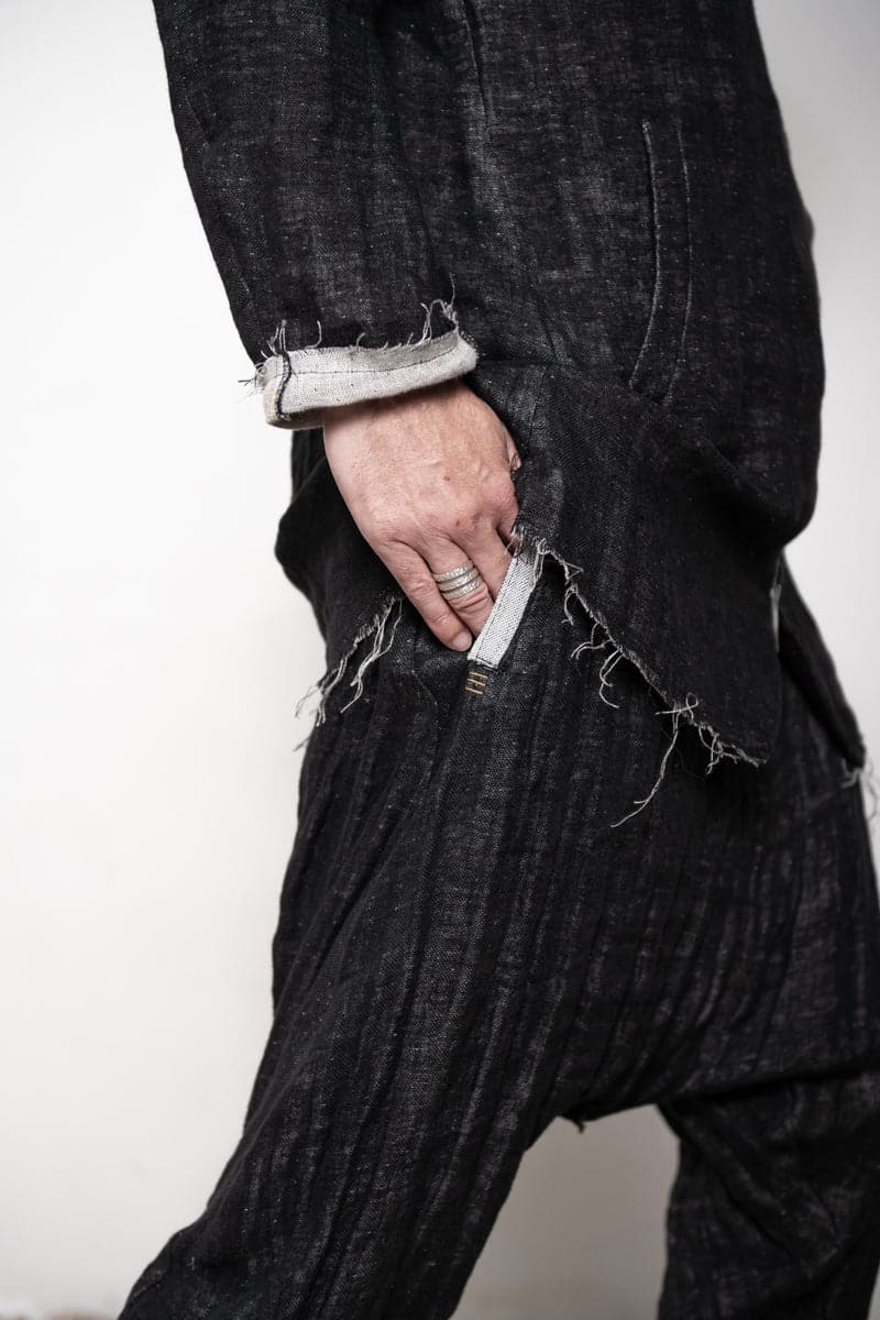 eigensinnig wien | Roquentin | Herren Leinen Kurzmantel mit Zip in Schwarz