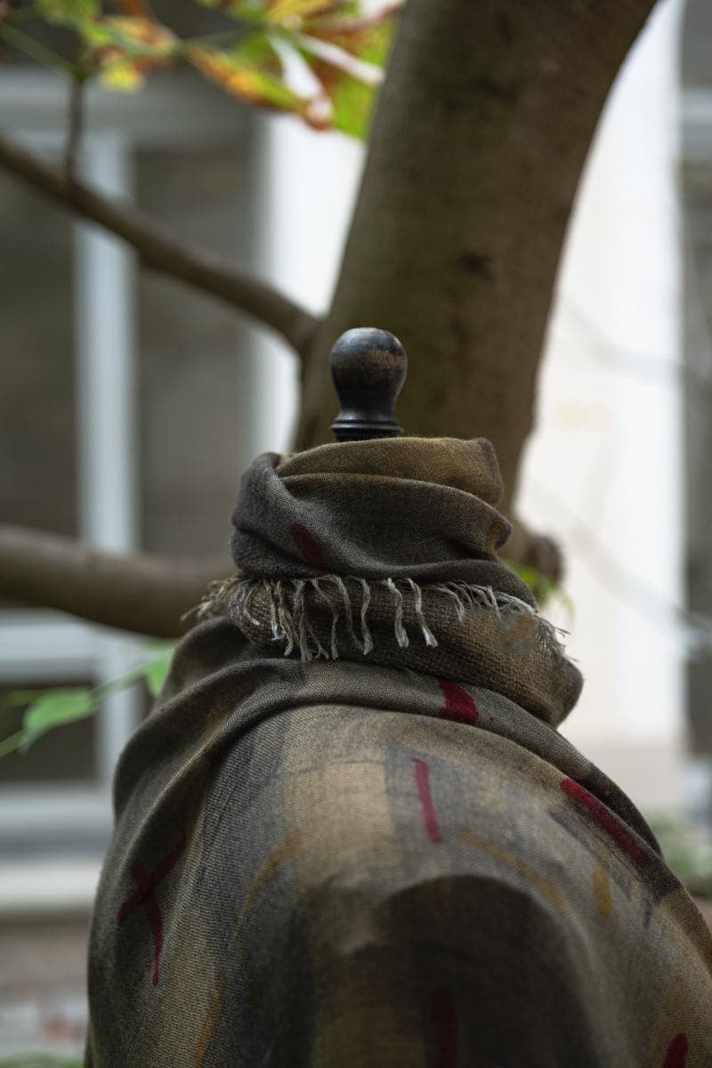 Faliero Sarti | Teodorata | Außergewöhnlicher Wolle-Seidenschal mit speziellem Muster in grün