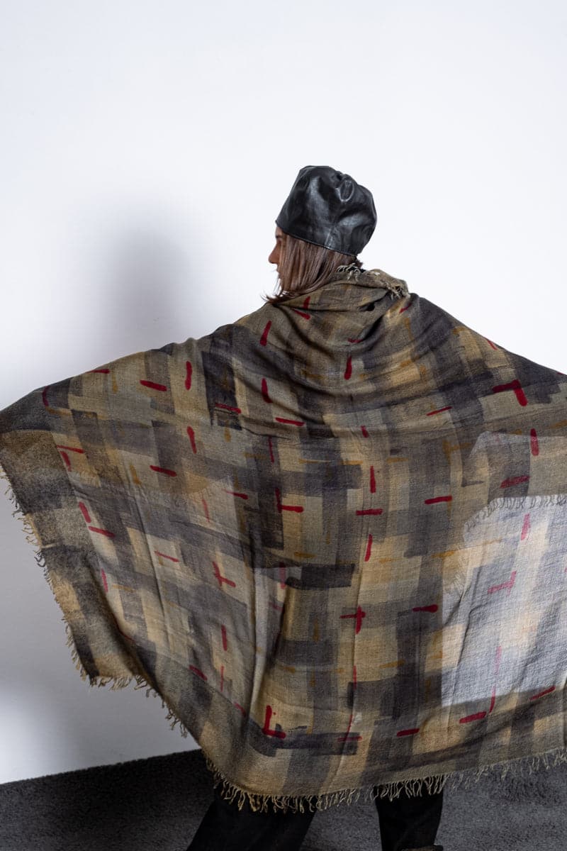 Faliero Sarti | Teodorata | Außergewöhnlicher Wolle-Seidenschal mit speziellem Muster in grün