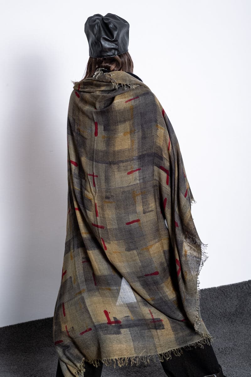 Faliero Sarti | Teodorata | Außergewöhnlicher Wolle-Seidenschal mit speziellem Muster in grün