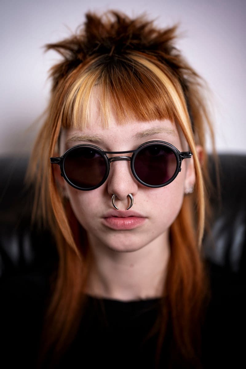 Rigards x The Viridi Anne | RG2001TVA | Außergewöhnliche große, runde Clip On Sonnenbrille in Schwarz