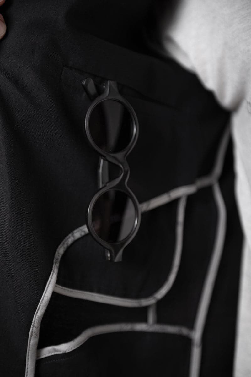 Rigards x Uma Wang | RG00UW7 | Spezielle runde Sonnenbrille aus Horn in schwarz