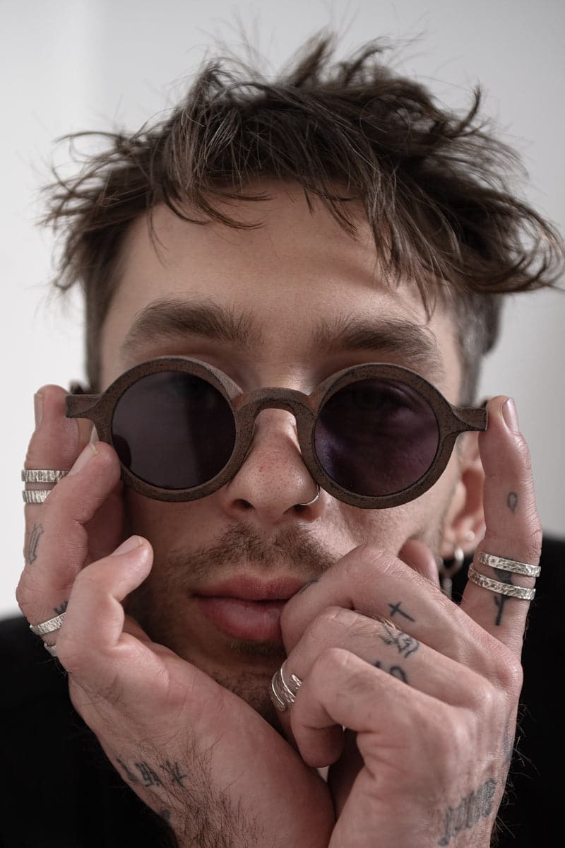 Rigards x Ziggy Chen | RG0161ZCLE | Ungewöhnliche Sonnenbrille aus Horn und Holz in braun