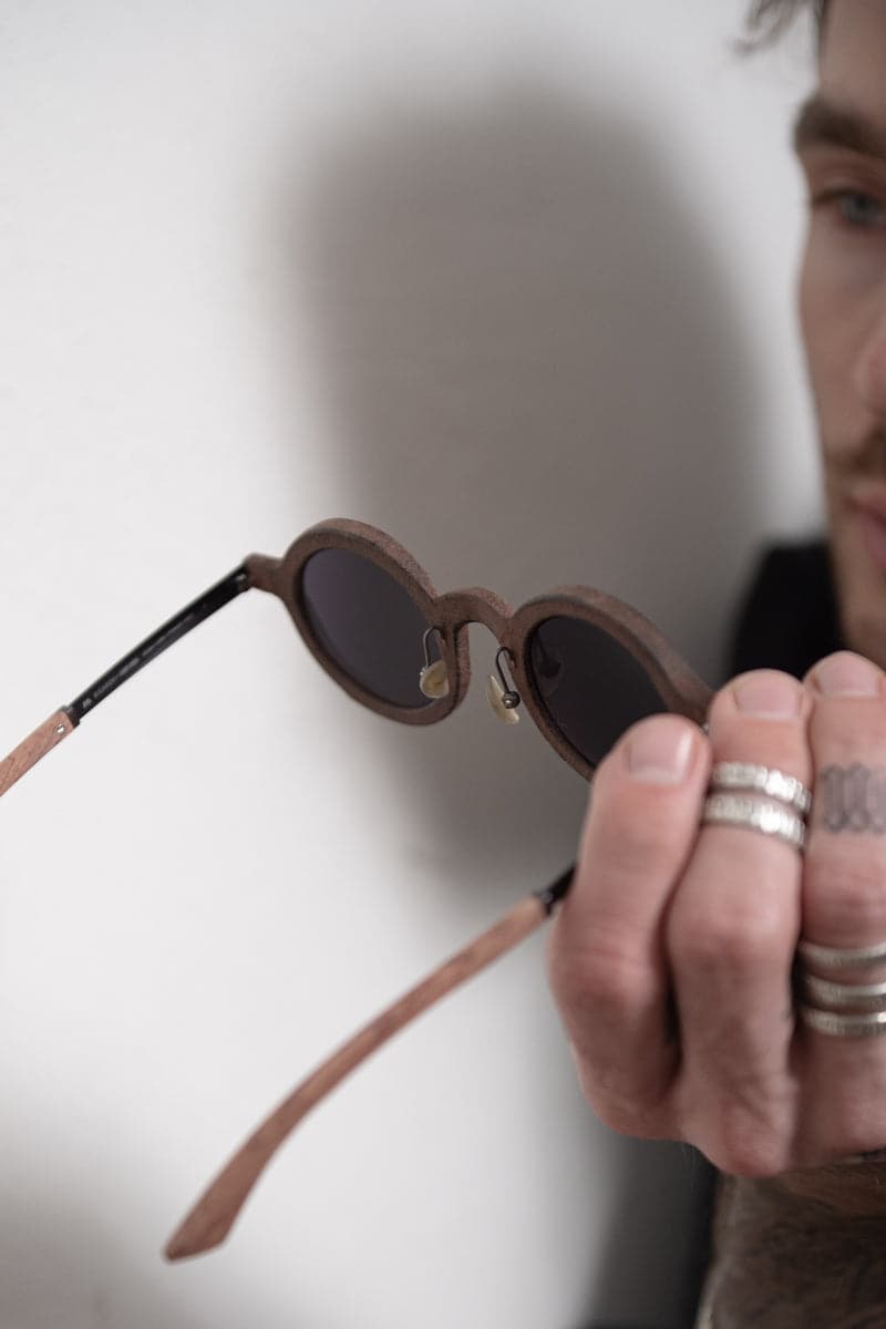 Rigards x Ziggy Chen | RG0161ZCLE | Ungewöhnliche Sonnenbrille aus Horn und Holz in braun