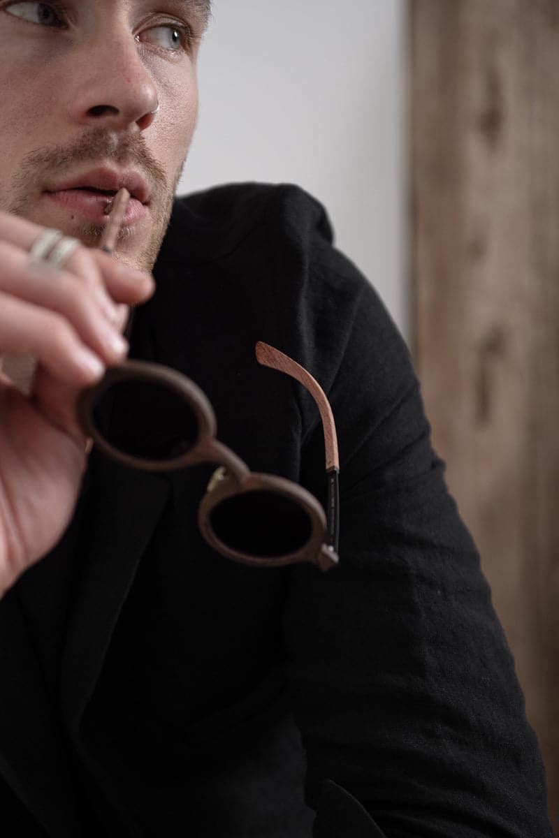 Rigards x Ziggy Chen | RG0161ZCLE | Ungewöhnliche Sonnenbrille aus Horn und Holz in braun