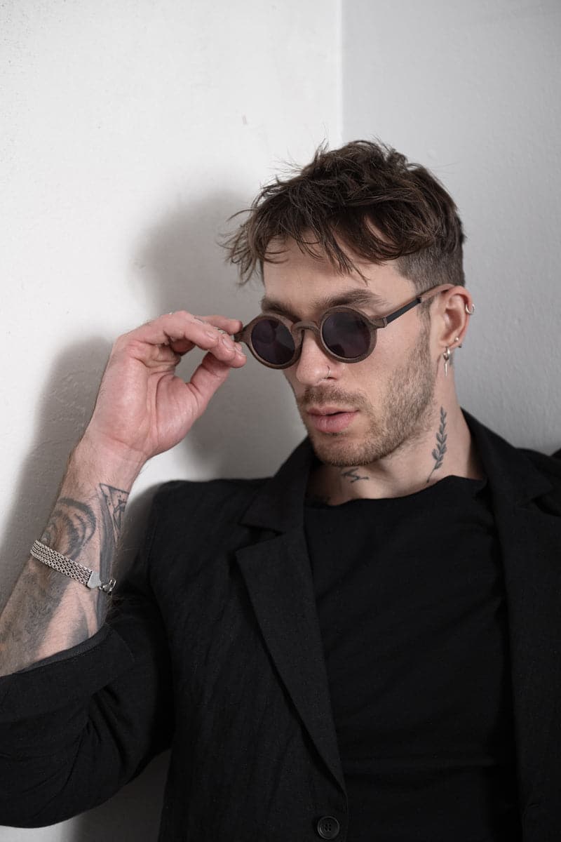 Rigards x Ziggy Chen | RG0161ZCLE | Ungewöhnliche Sonnenbrille aus Horn und Holz in braun