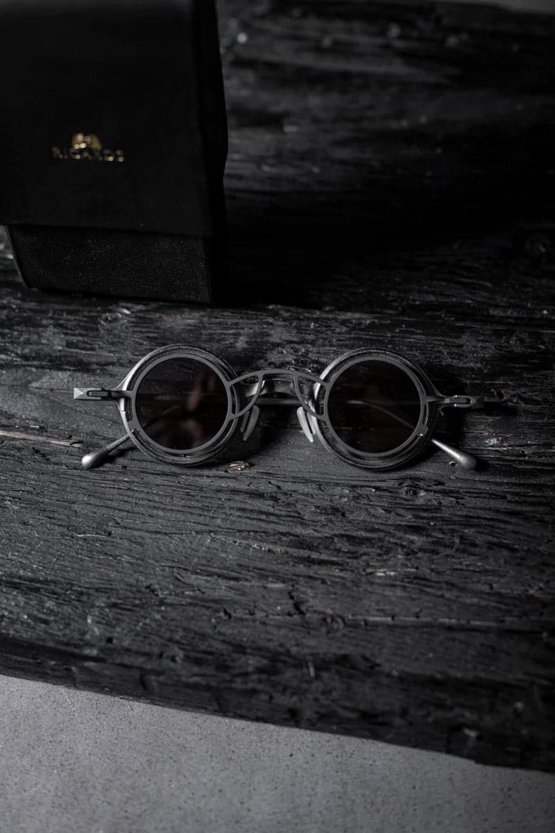 Rigards x Ziggy Chen | RG1911CU | Extravagante, runde Metall Sonnenbrille mit Clip On für Damen und Herren in grau/schwarz