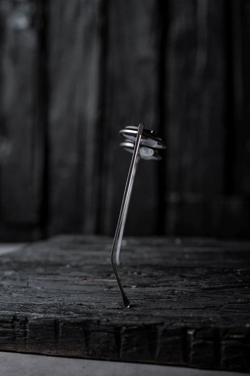 Rigards x Ziggy Chen | RG1911CU | Extravagante, runde Metall Sonnenbrille mit Clip On für Damen und Herren in grau/schwarz