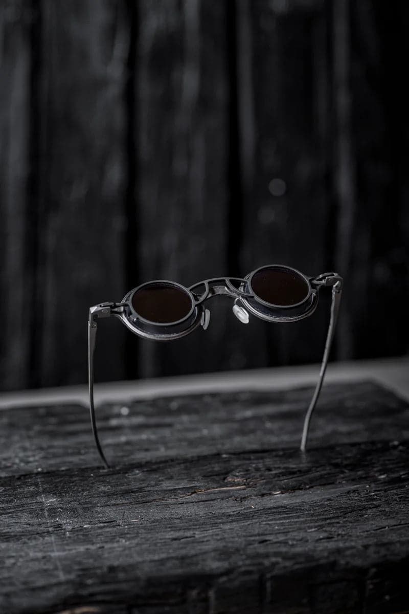 Rigards x Ziggy Chen | RG1911CU | Extravagante, runde Metall Sonnenbrille mit Clip On für Damen und Herren in grau/schwarz