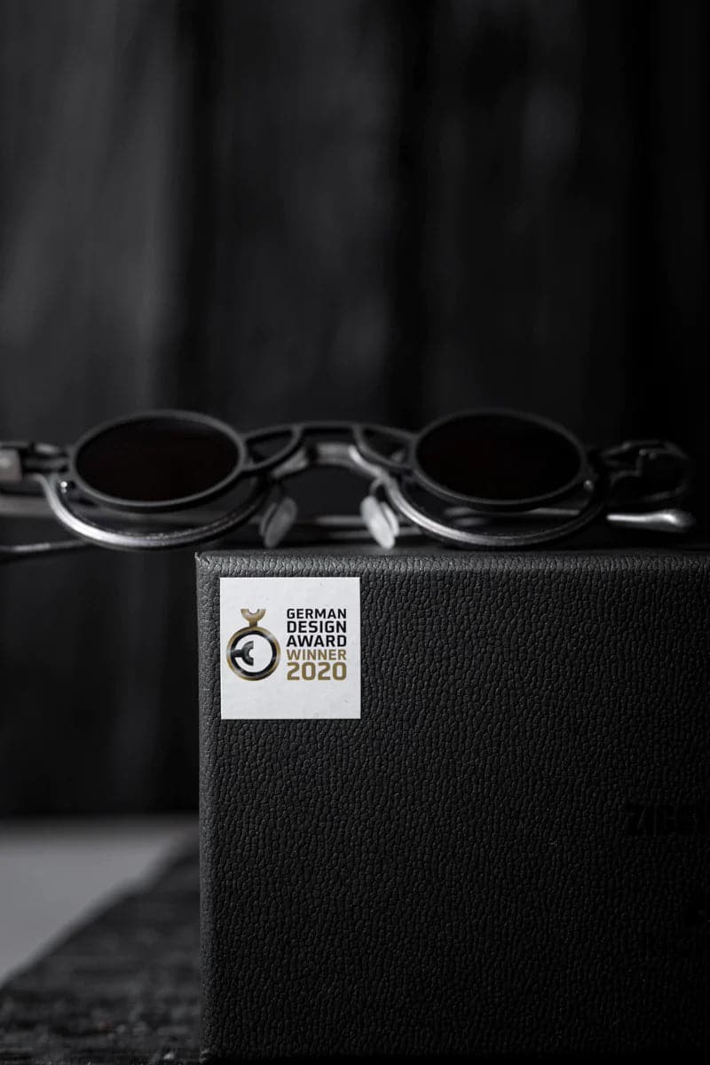 Rigards x Ziggy Chen | RG1911CU | Extravagante, runde Metall Sonnenbrille mit Clip On für Damen und Herren in grau/schwarz