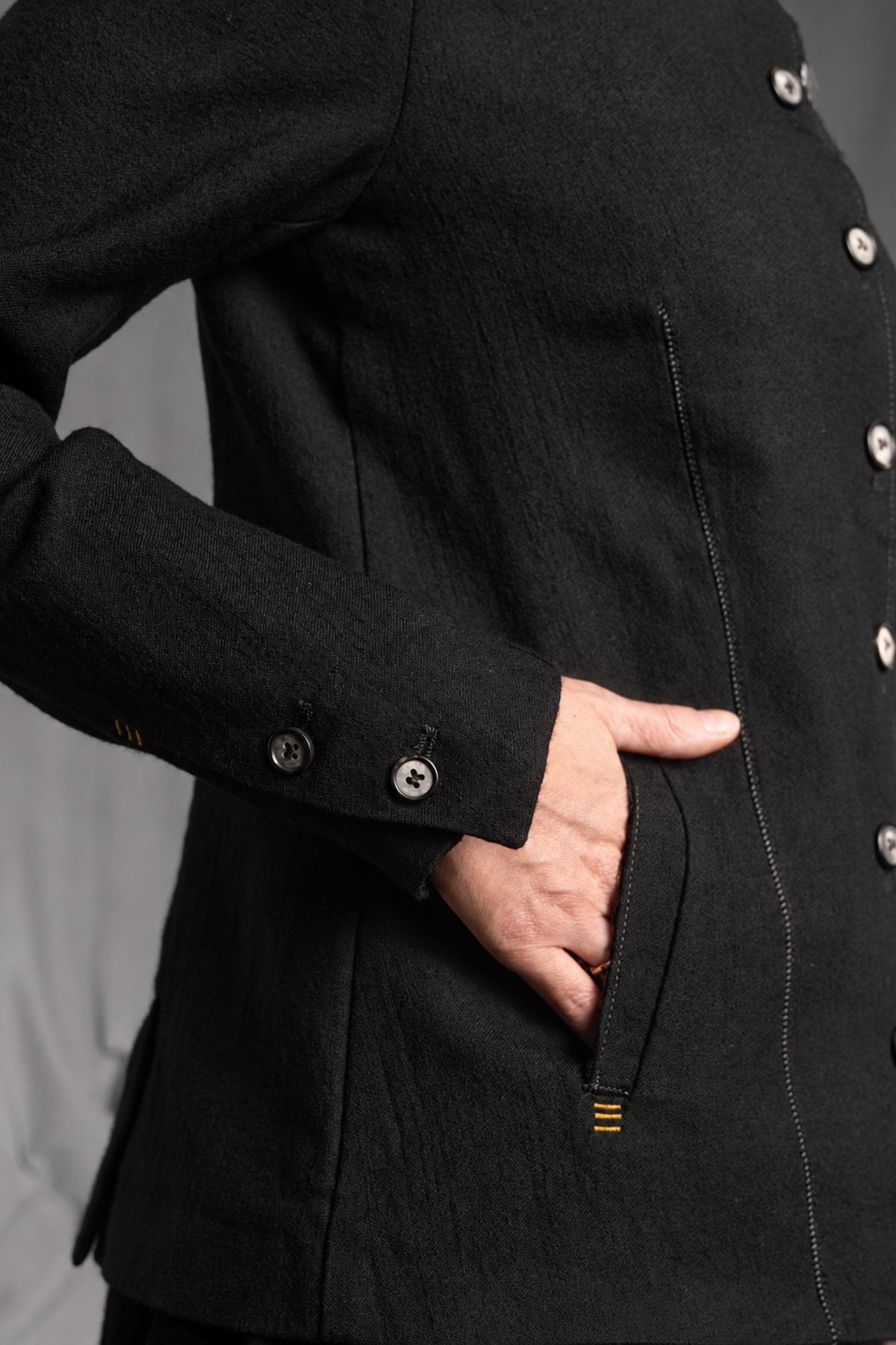 eigensinnig wien | Sontag | Unconventional Black Designer Women’s Jacket with Stand Collar in Italian Wool