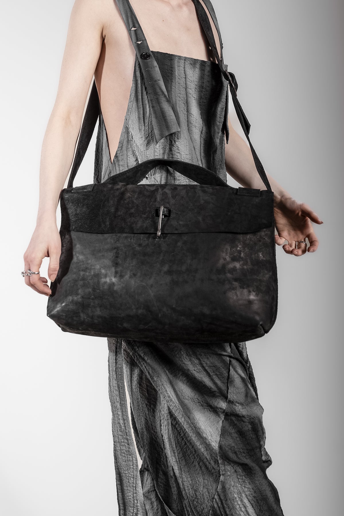 Designer Messenger Bag from Leather in Black