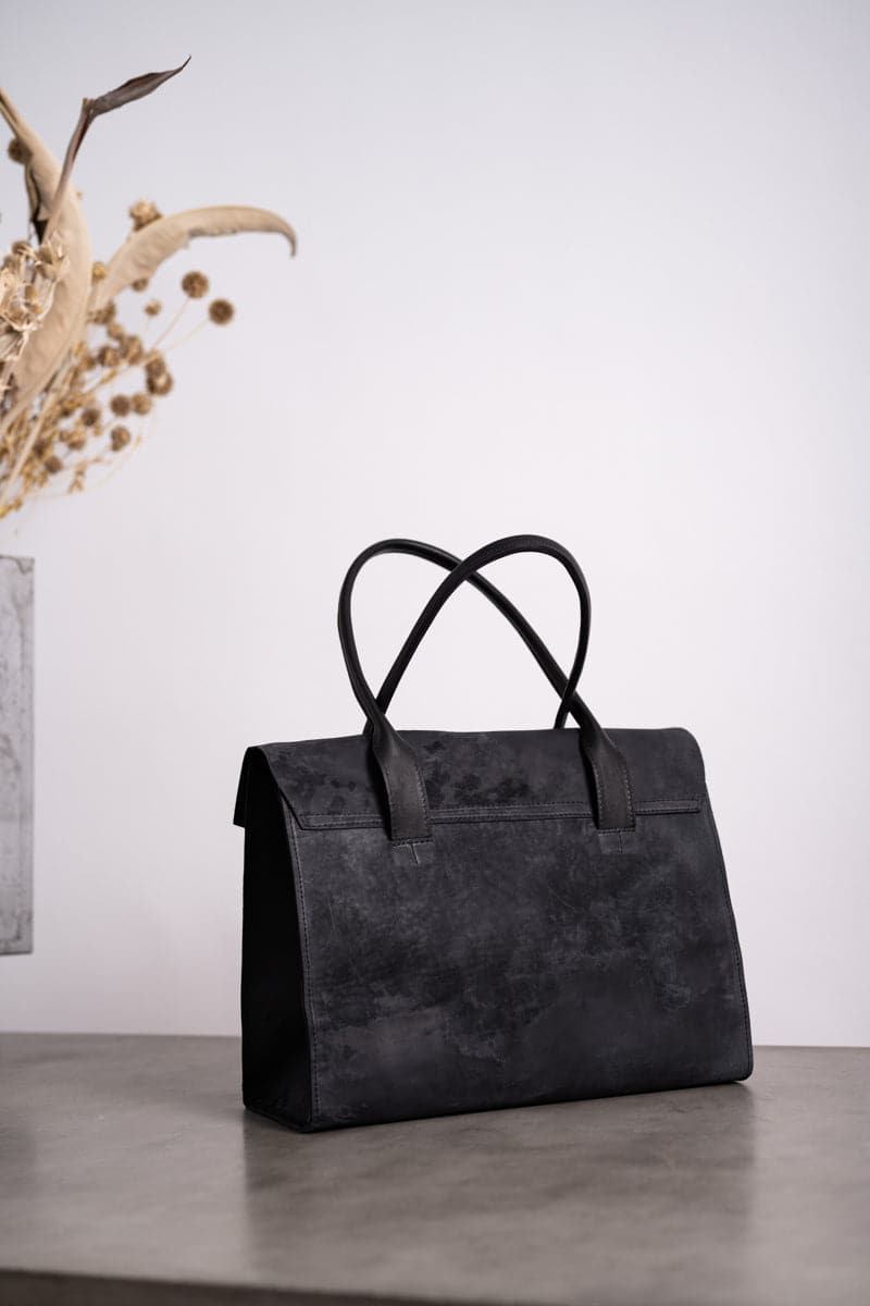 Tagliovivo | Doctor L | Große Ledertasche für Damen in Schwarz in schwarzblau