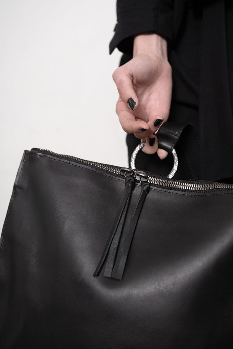 Tagliovivo | Hexagon Backpack | Ungewöhnlicher Rucksack aus Leder in schwarz