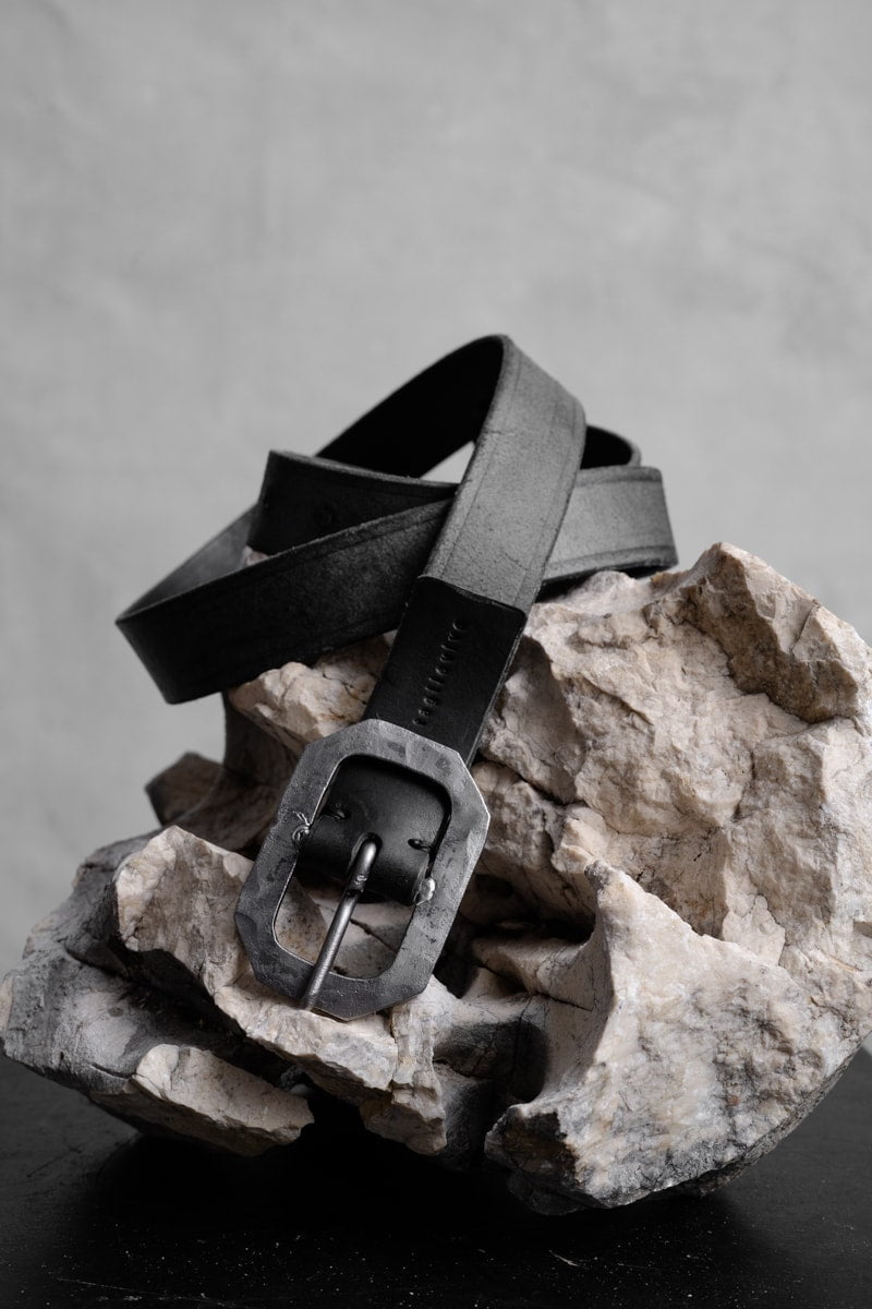 Tagliovivo | Hoctagon S Belt | Schwarzer Ledergürtel mit edler Schnalle