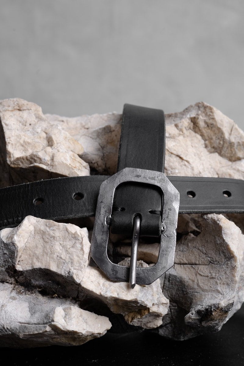 Tagliovivo | Hoctagon S Belt | Schwarzer Ledergürtel mit edler Schnalle