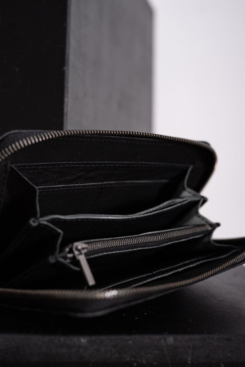 Tagliovivo | Zipped Wallet | Leder Geldbörse mit vielen Fächern in schwarz