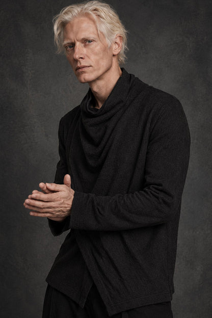 eigensinnig wien | CBGB | Schwarzer dekonstruierter Designer-Pullover aus hochwertigem Wollmix