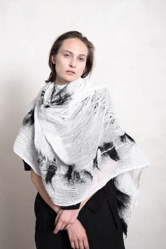 Cutuli | Hara | Sommerlicher Schal aus Leinen und Baumwolle in weiß