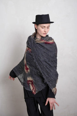 Cutuli | Sunas | Avantgardistischer Schal aus Leinen und Baumwolle in grau