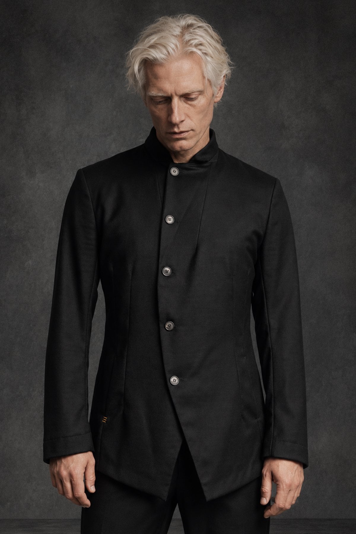 eigensinnig wien | 162 | Sartoriale Designer-Herrenjacke aus schwarzem Wollflanell
