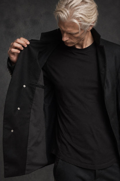 eigensinnig wien | 162 | Sartoriale Designer-Herrenjacke aus schwarzem Wollflanell