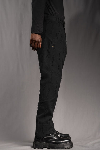 eigensinnig wien | Allegro | Sartoriale Hose mit tiefem Schritt aus Baumwolle mit roher Textur