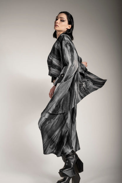 eigensinnig wien | Apollon | Außergewöhnliche Oversize Jacke aus grau-mellierter Baumwolle