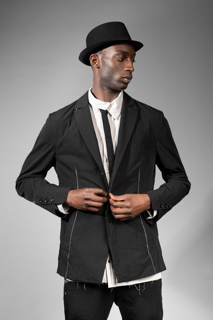 eigensinnig wien | ArgGro | Schwarzer Slim Fit Designer Herrenanzug aus japanischer Baumwolle