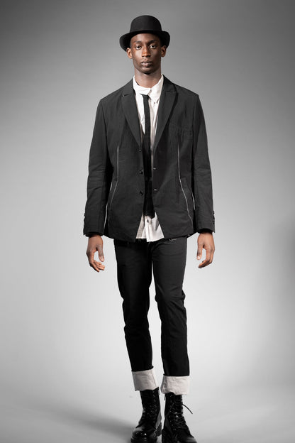 eigensinnig wien | ArgGro | Schwarzer Slim Fit Designer Herrenanzug aus japanischer Baumwolle