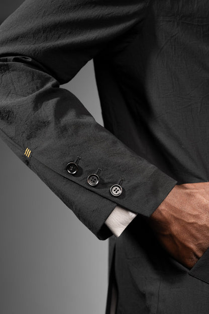 eigensinnig wien | ArgGro | Schwarzer Slim Fit Designer Herrenanzug aus japanischer Baumwolle